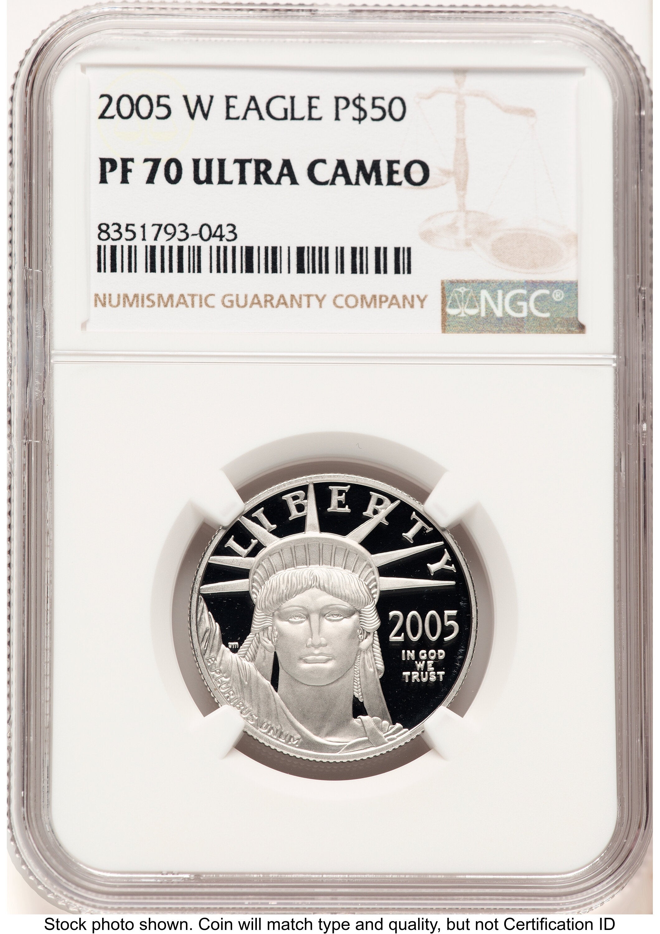 2005-W Proof Platinum Eagle 1/2 oz Brown Label NGC PF70