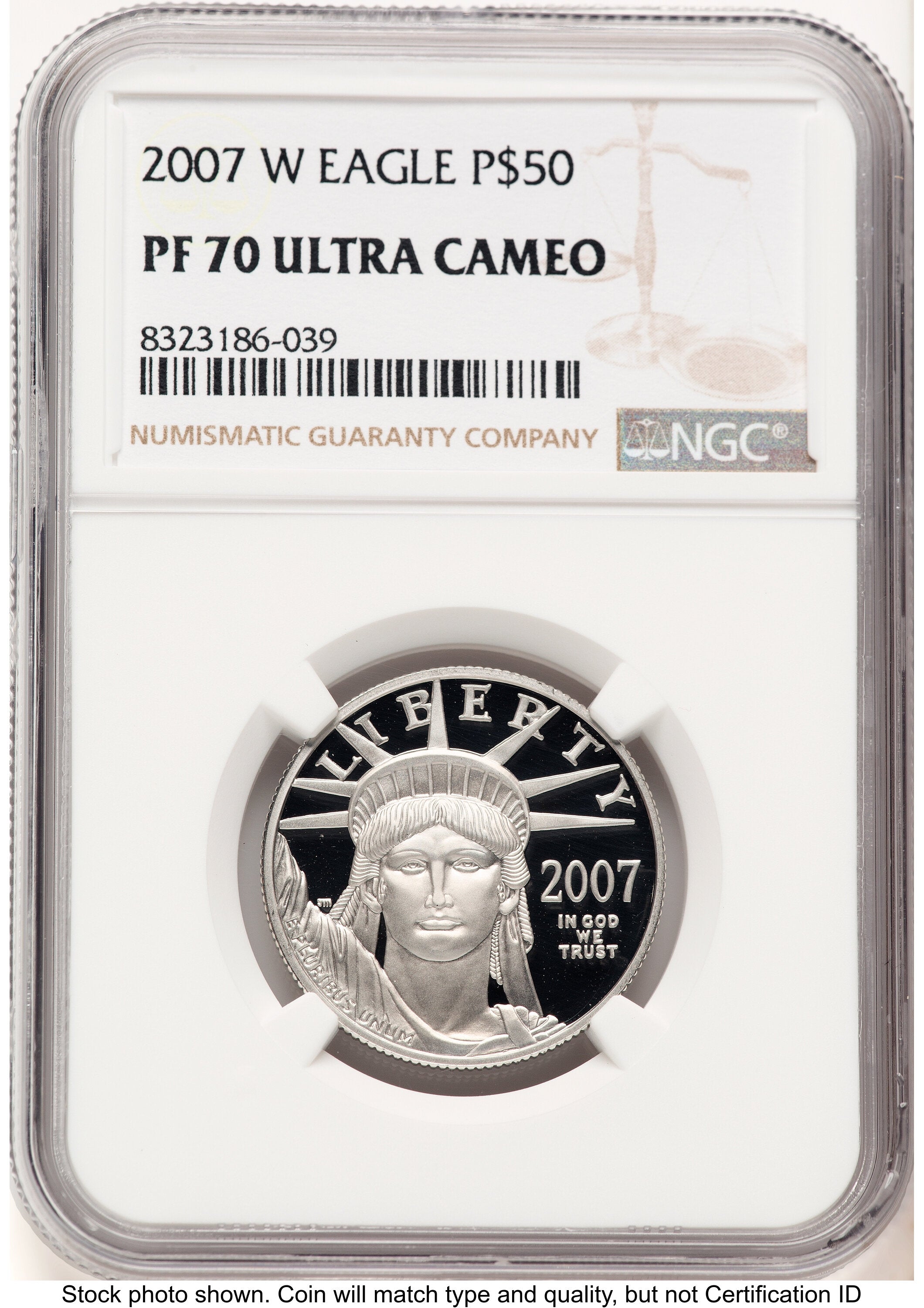 2007-W Proof Platinum Eagle 1/2 oz Brown Label NGC PF70