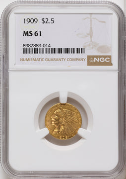 1909 $2.50 Indian Quarter Eagle NGC MS61