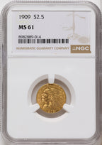1909 $2.50 Indian Quarter Eagle NGC MS61