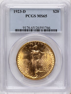 1923-D $20 Saint-Gaudens Double Eagle PCGS MS65