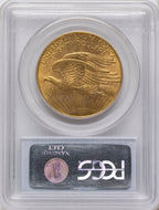 1908-D $20 NO MOTTO Saint-Gaudens Double Eagle PCGS MS62