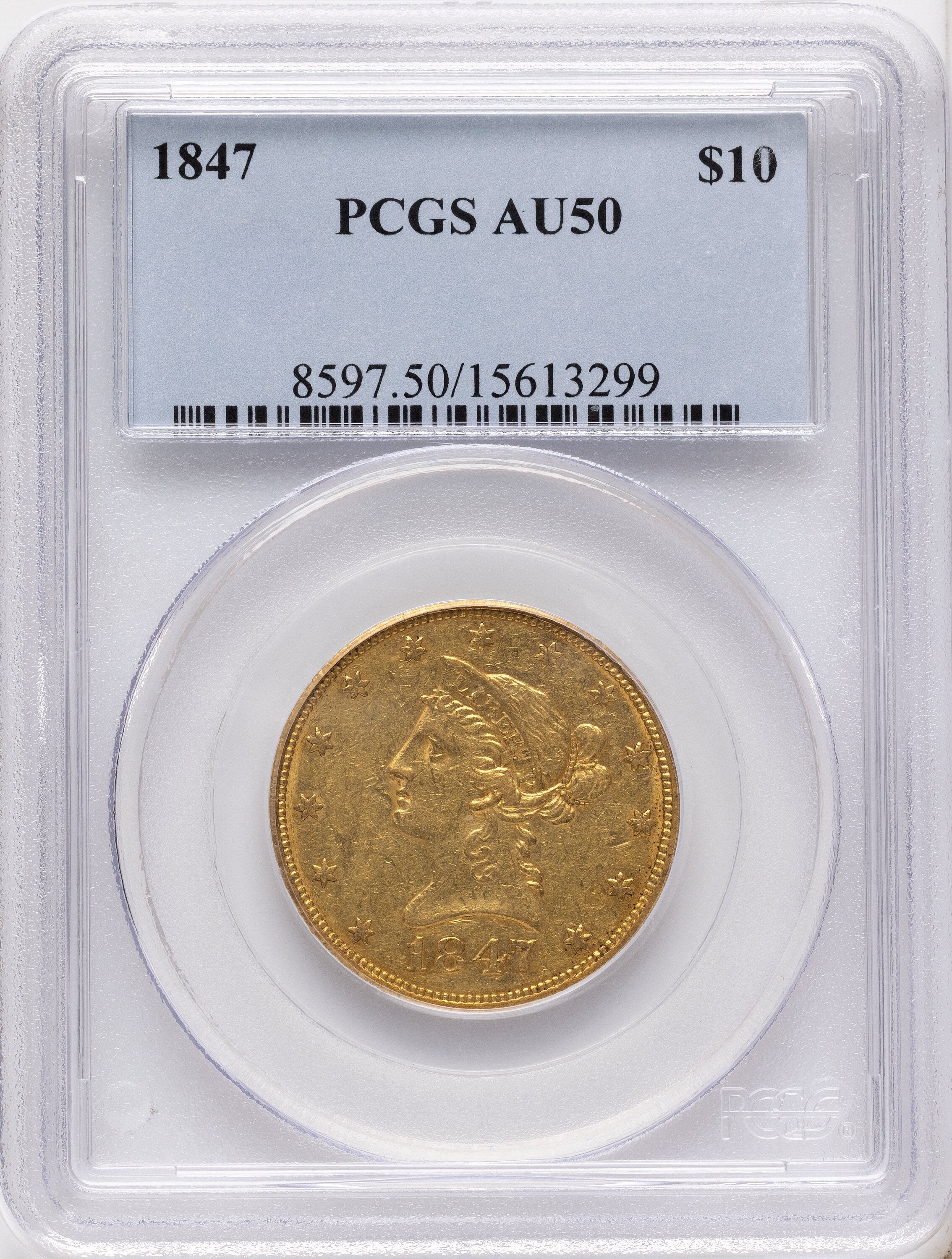1847 $10 Liberty Eagle PCGS AU50