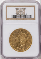 1863-S $20 Liberty Double Eagle NGC XF45