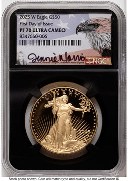 2025-W Proof Gold Eagle 1 oz FDI Jennie Eagle Flag NGC PF70 Norris