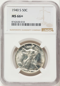 1940-S 50C Walking Liberty Half Dollar NGC MS66+