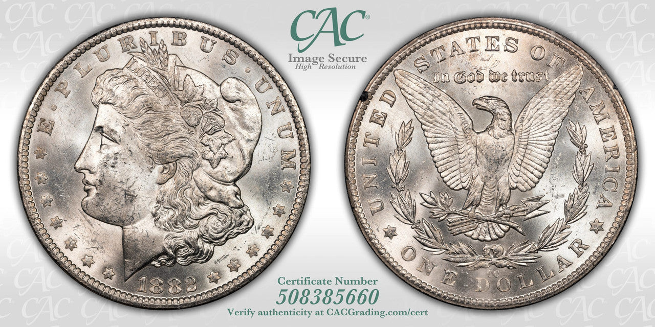 1882-CC $1 GSA Treasure Hoard Morgan Dollar CACG MS62