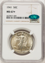 1941 50C CAC Walking Liberty Half Dollar NGC MS67+