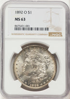 1892-O Morgan Dollar NGC MS63
