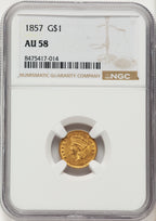 1857 G$1 Gold Dollar NGC AU58