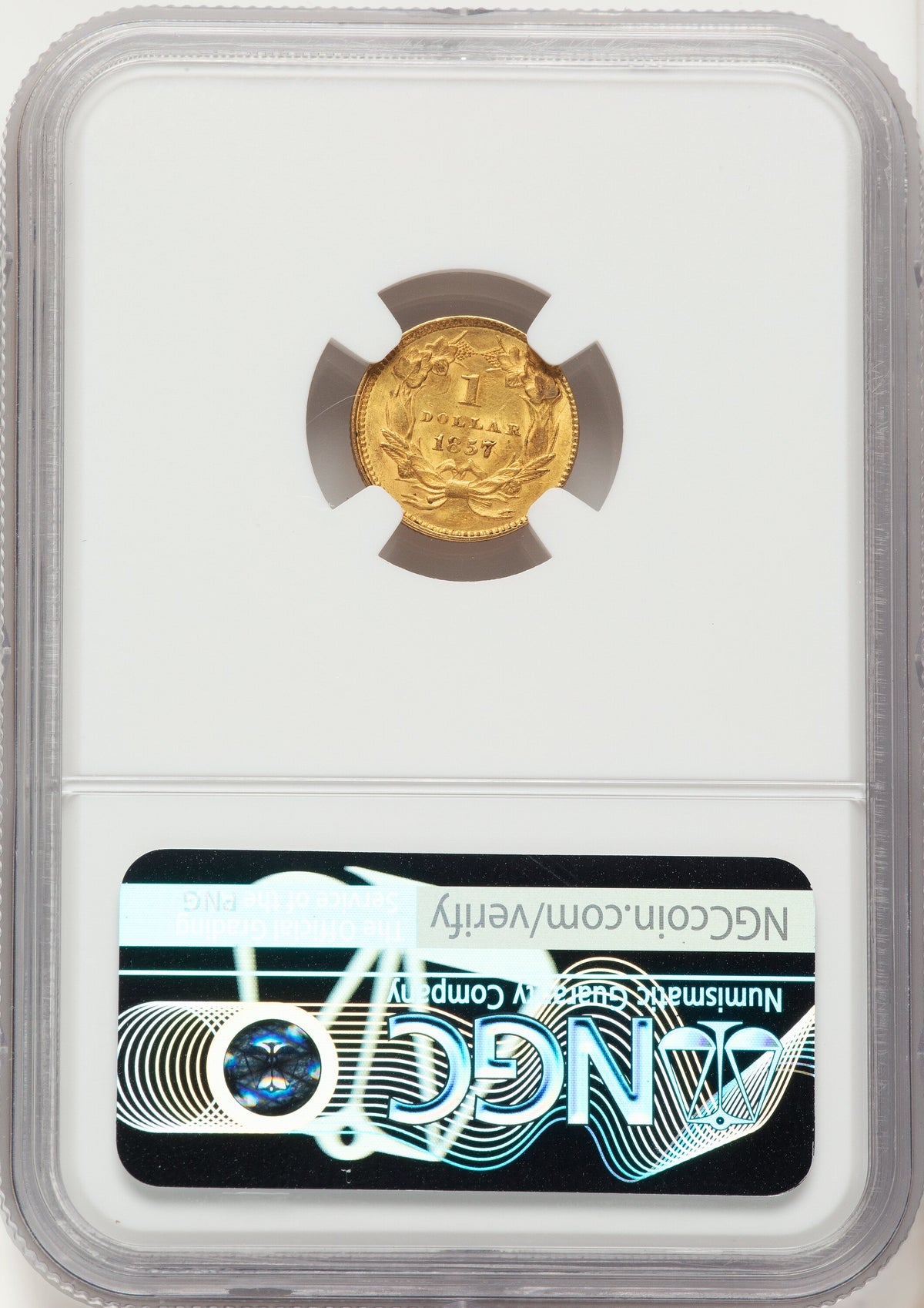 1857 G$1 Gold Dollar NGC AU58