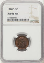 1920-S 1C RB Lincoln Cent NGC MS66