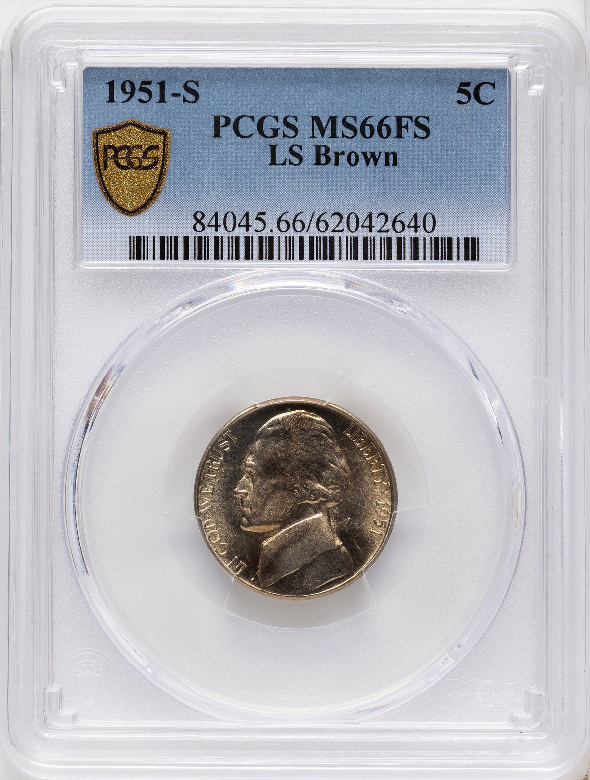 1951-S 5C FS Jefferson Nickel PCGS MS66