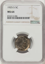 1925-S 5C Buffalo Nickel NGC MS64