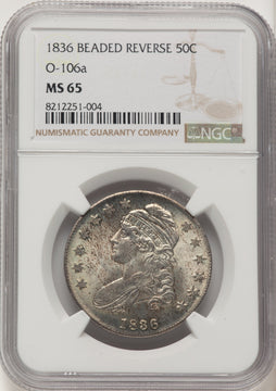 1836 50C O-106a Bust Half Dollar NGC MS65