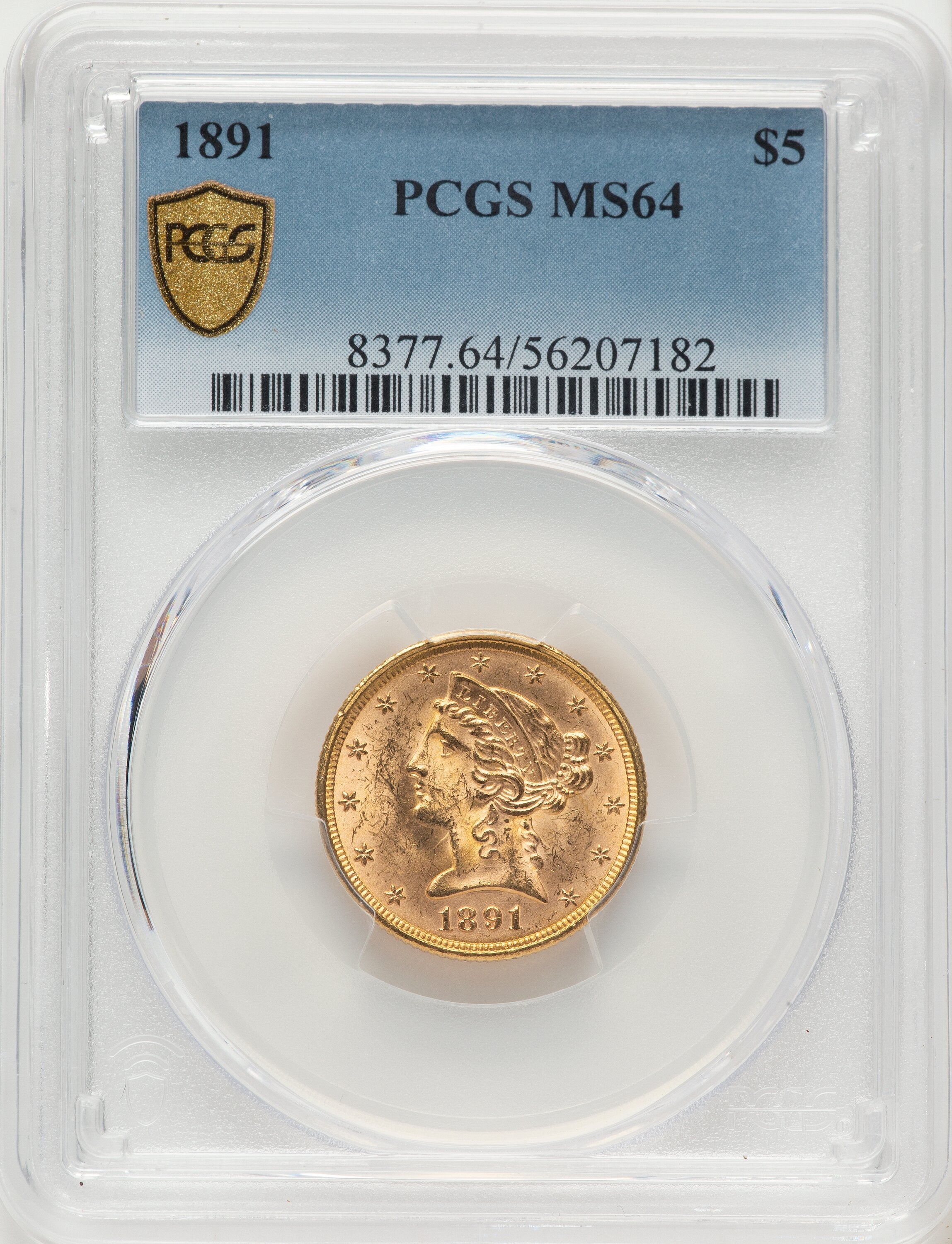 1891 $5 Liberty Half Eagle PCGS MS64