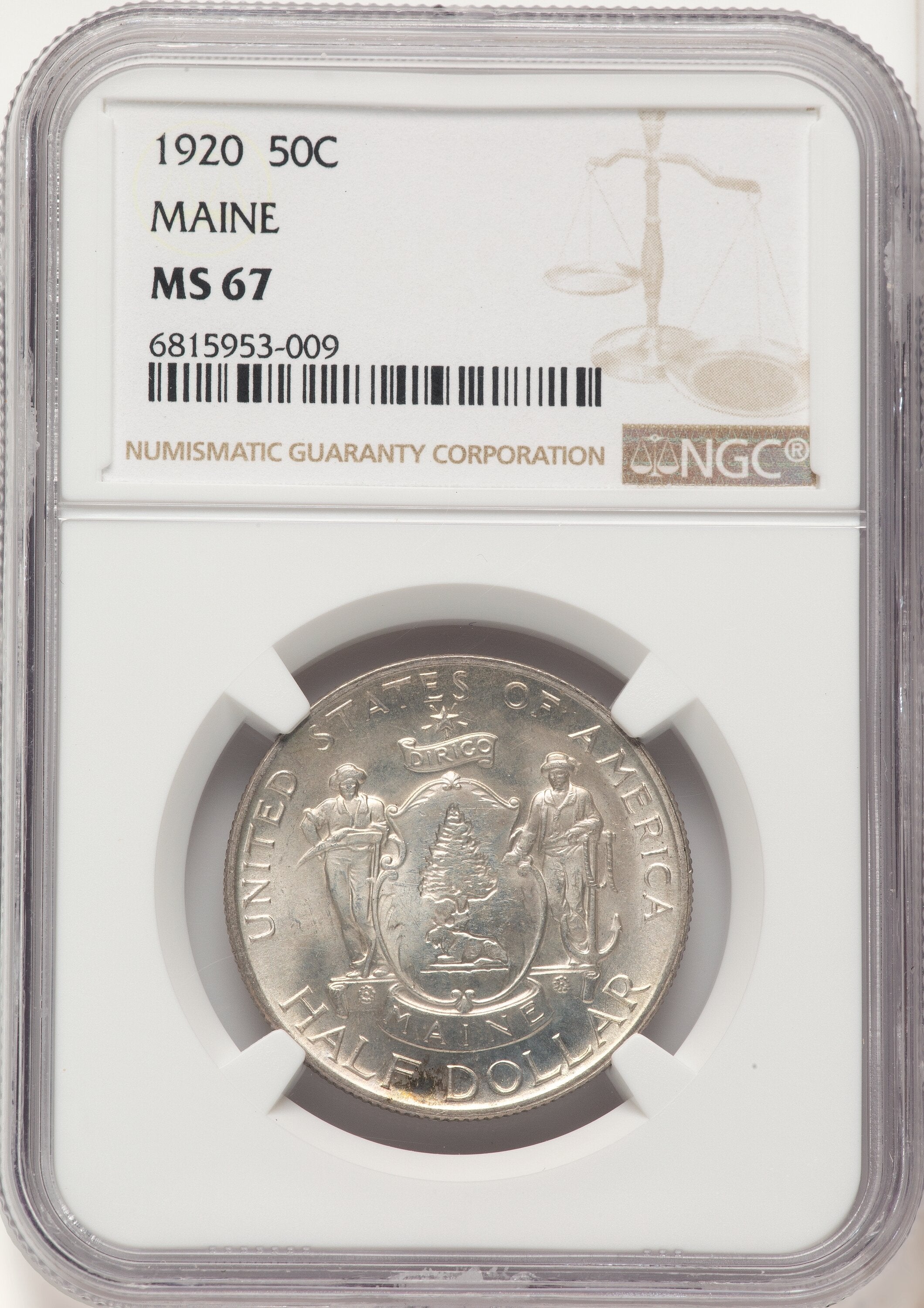 1920 50C Maine Commemorative Silver NGC MS67