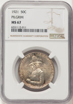1921 50C Pilgrim Commemorative Silver NGC MS67