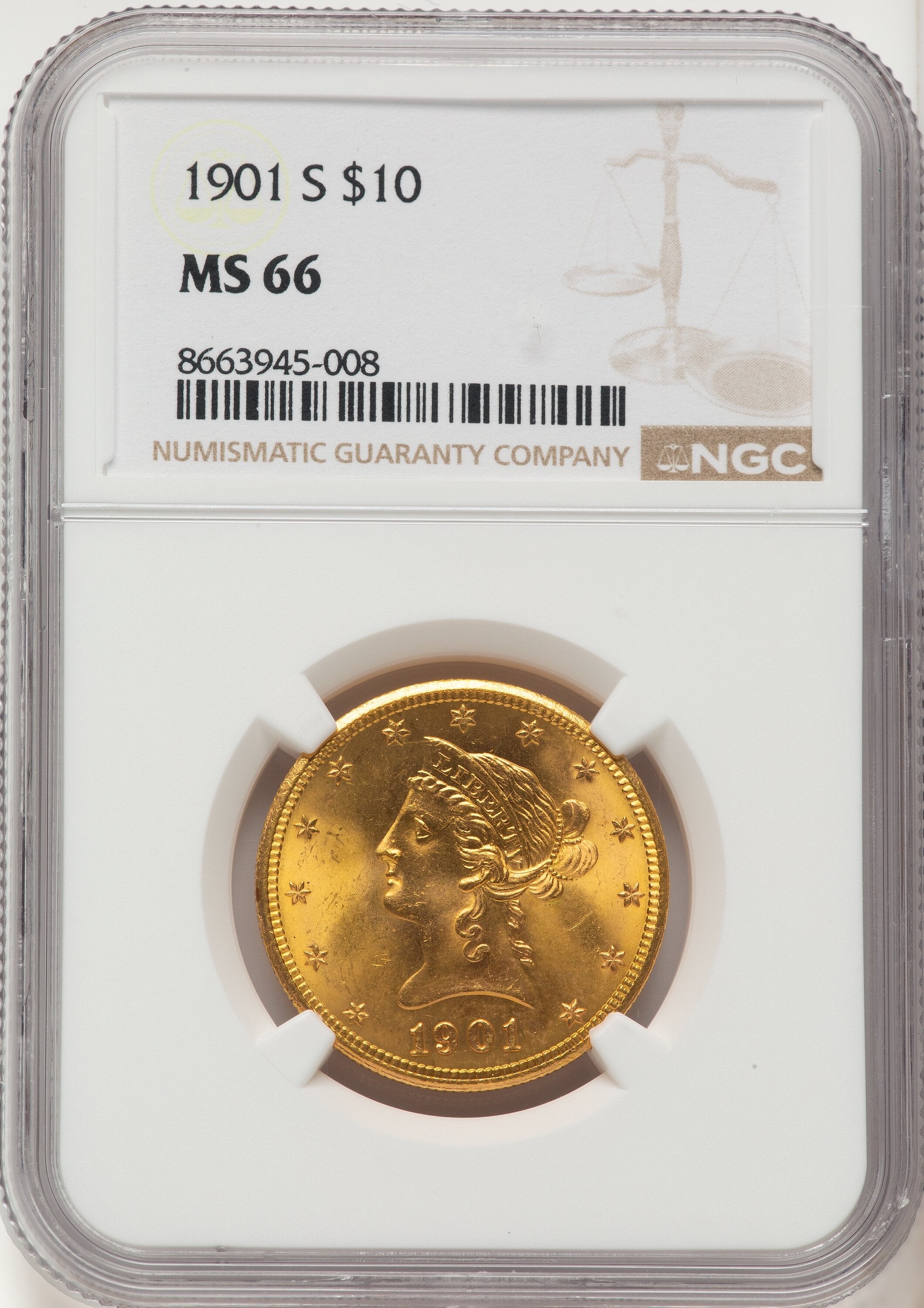 1901-S $10 Liberty Eagle NGC MS66