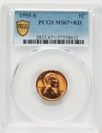 1955-S 1C RD Lincoln Cent PCGS MS67+