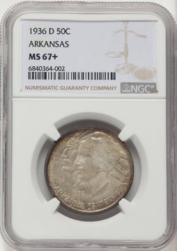 1936-D 50C Arkansas Commemorative Silver NGC MS67+