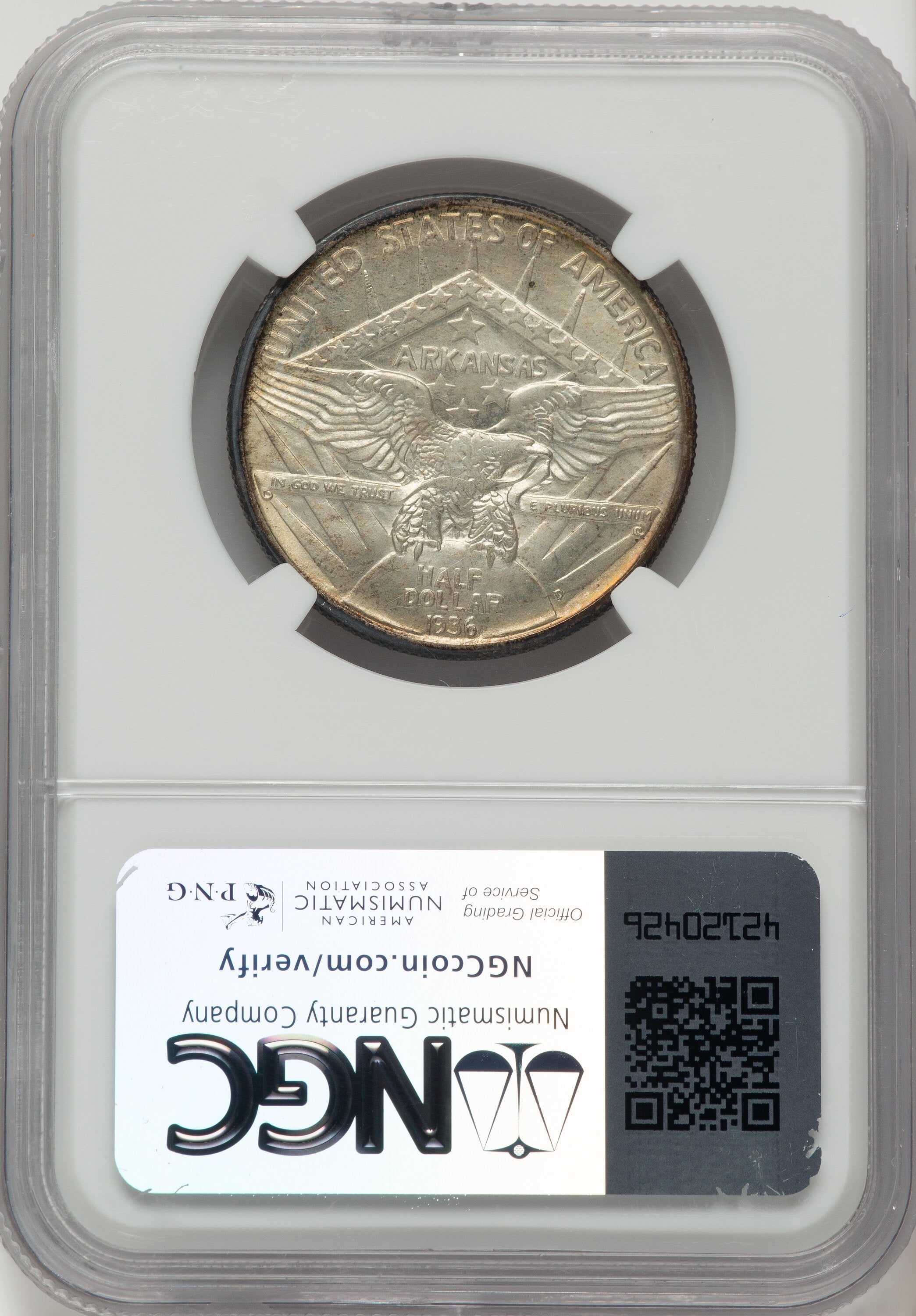 1936-D 50C Arkansas Commemorative Silver NGC MS67+