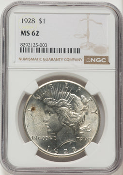 1928 Peace Dollar NGC MS62