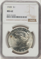 1928 Peace Dollar NGC MS62