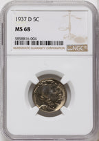 1937-D 5C Buffalo Nickel NGC MS68