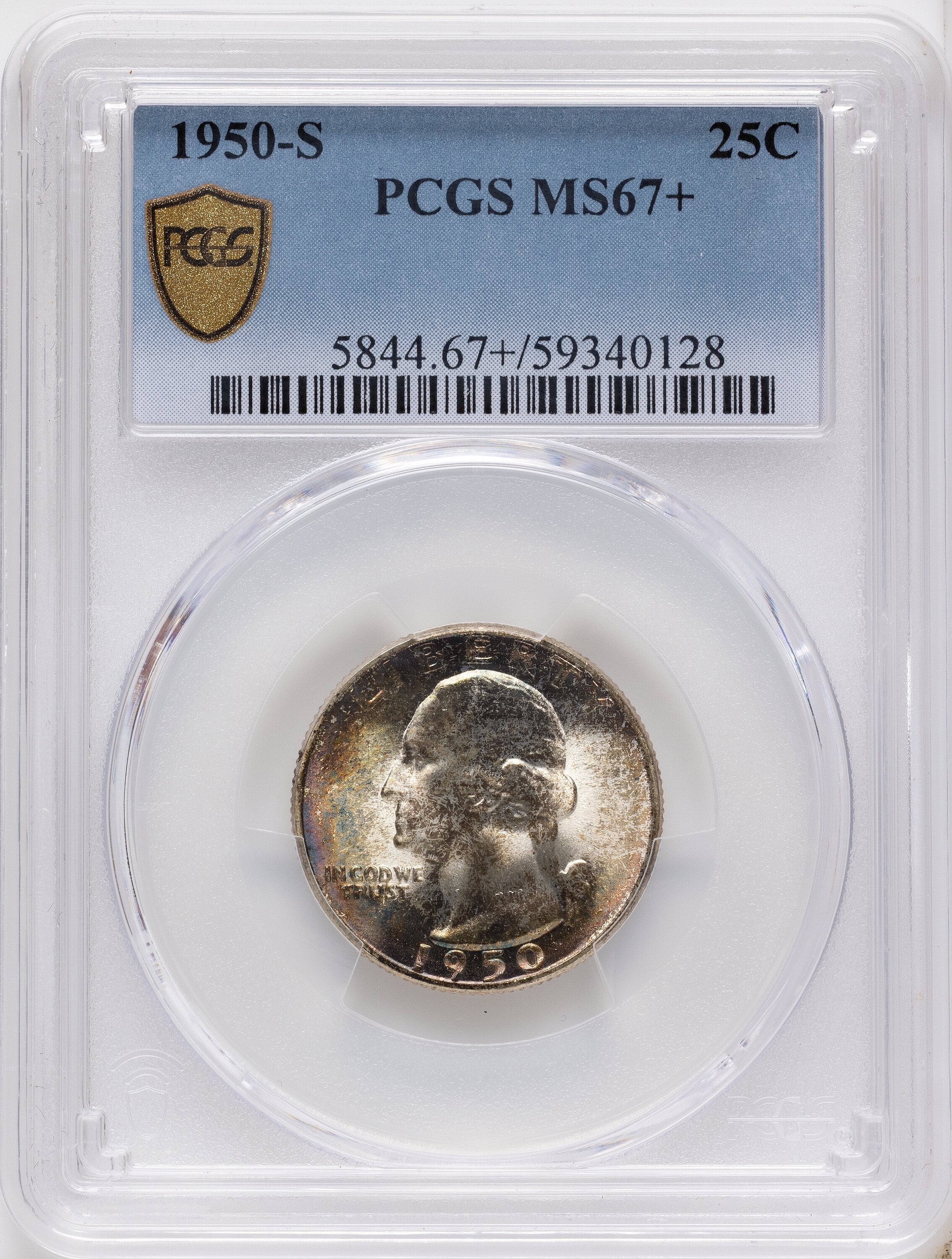 1950-S 25C Washington Quarter PCGS MS67+