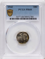 1942 10C Proof Mercury Dime PCGS PR68