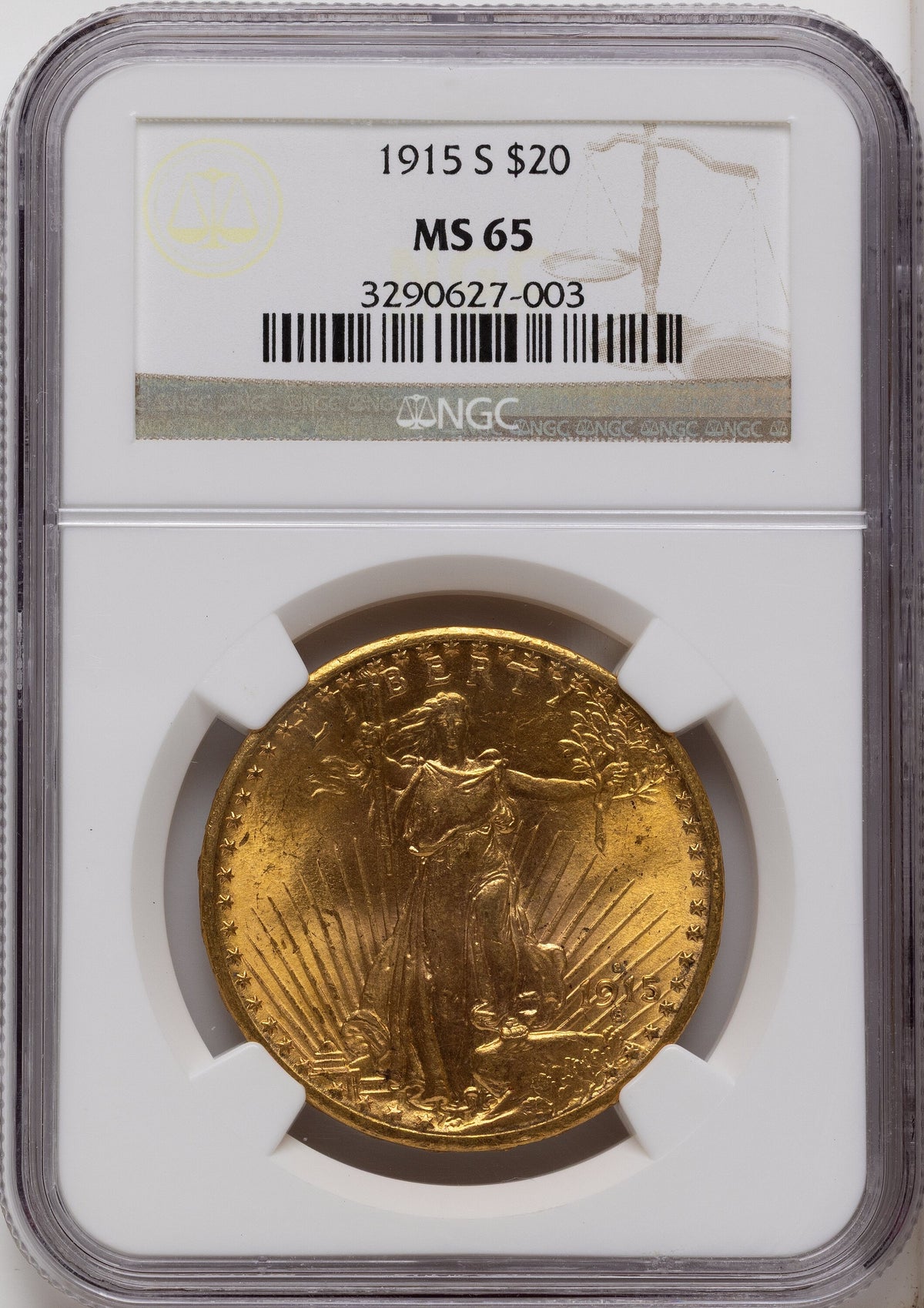 1915-S $20 Saint-Gaudens Double Eagle NGC MS65