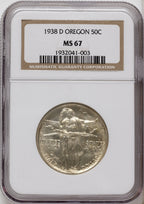 1938-D 50C Oregon Commemorative Silver NGC MS67