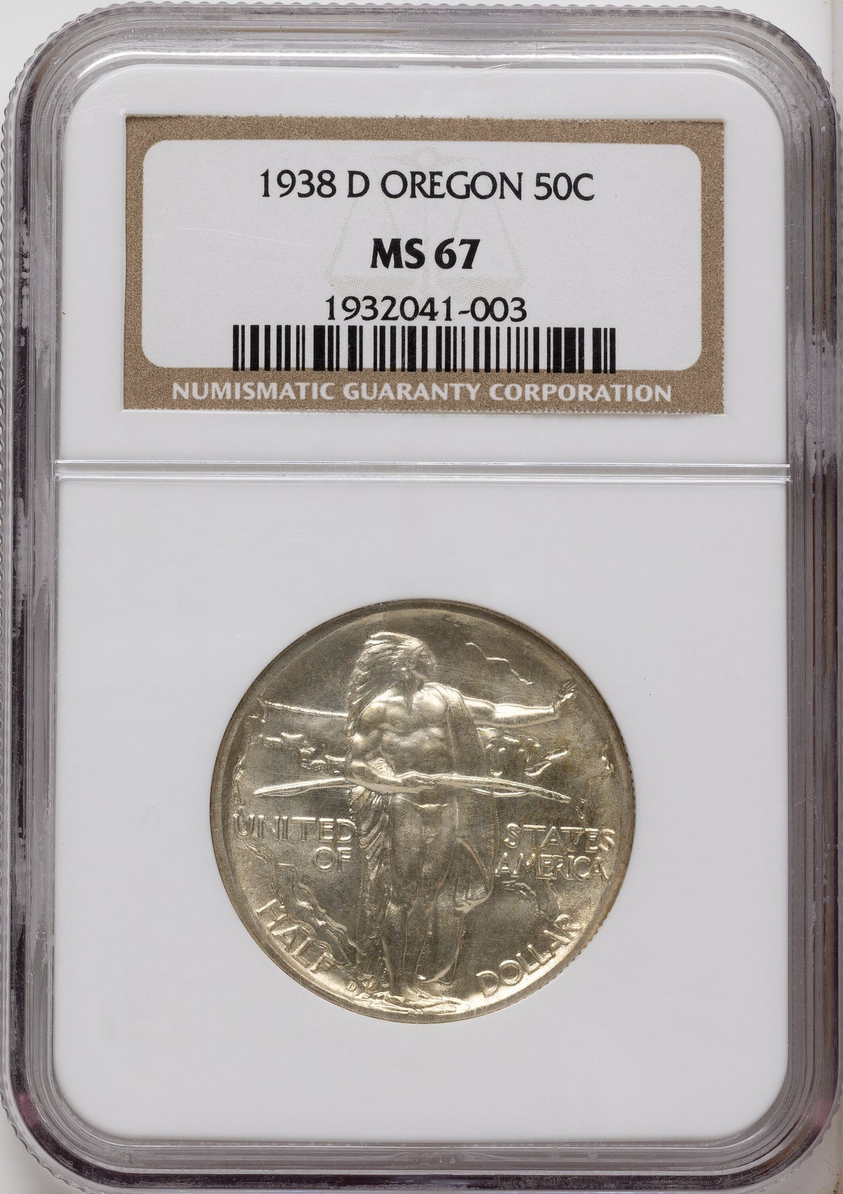 1938-D 50C Oregon Commemorative Silver NGC MS67