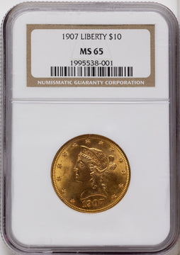 1907 $10 Liberty Liberty Eagle NGC MS65