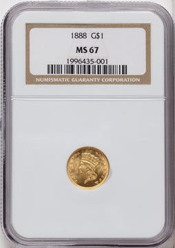 1888 G$1 Gold Dollar NGC MS67