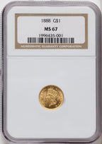 1888 G$1 Gold Dollar NGC MS67