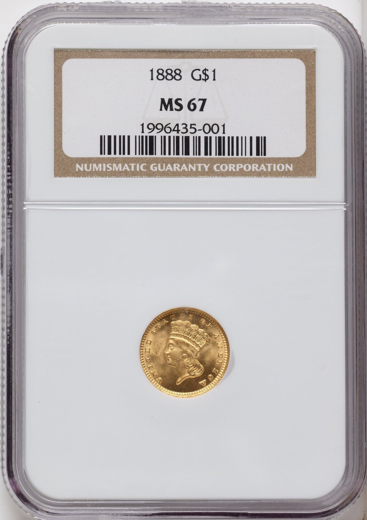 1888 G$1 Gold Dollar NGC MS67