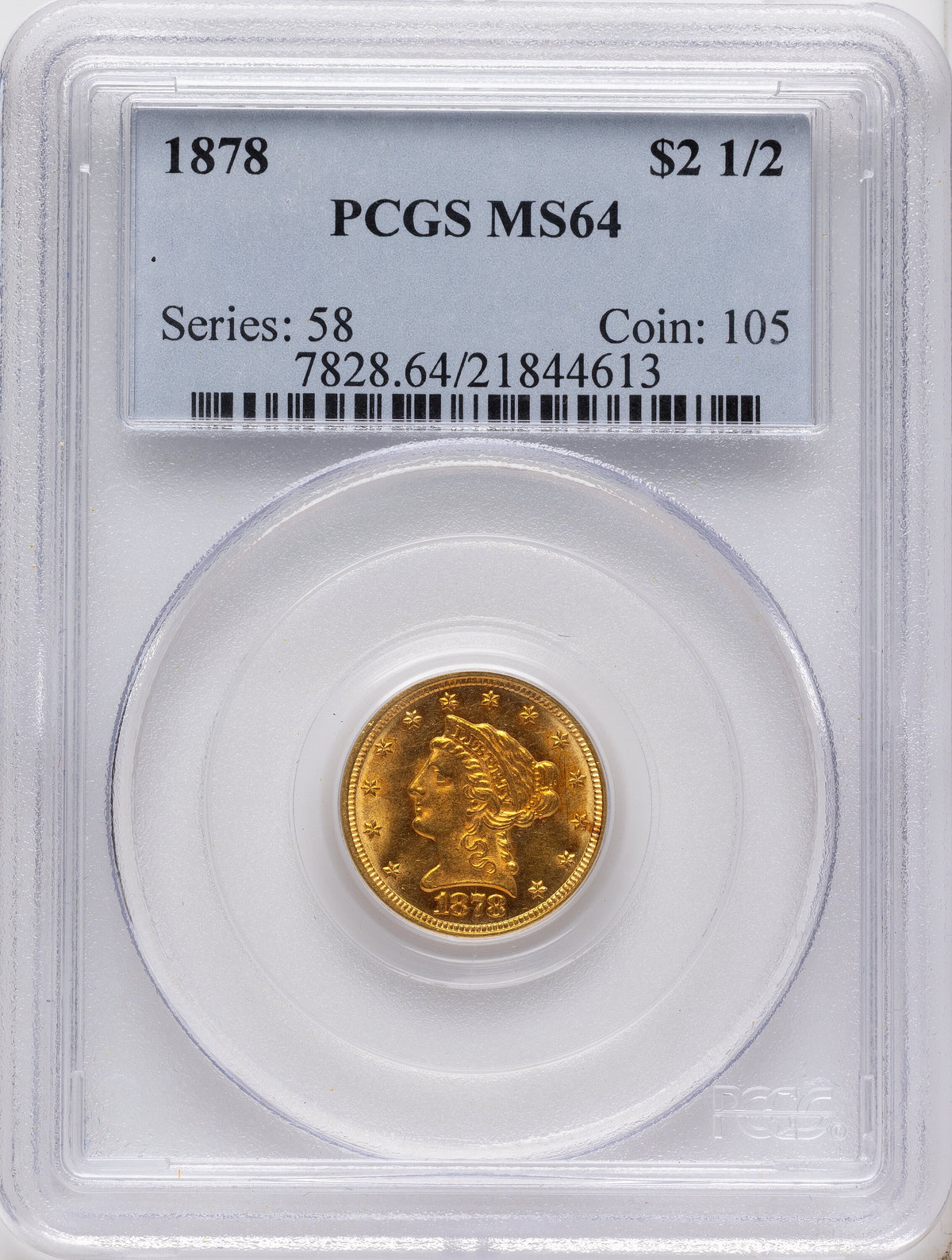 1878 $2.50 Liberty Quarter Eagle PCGS MS64