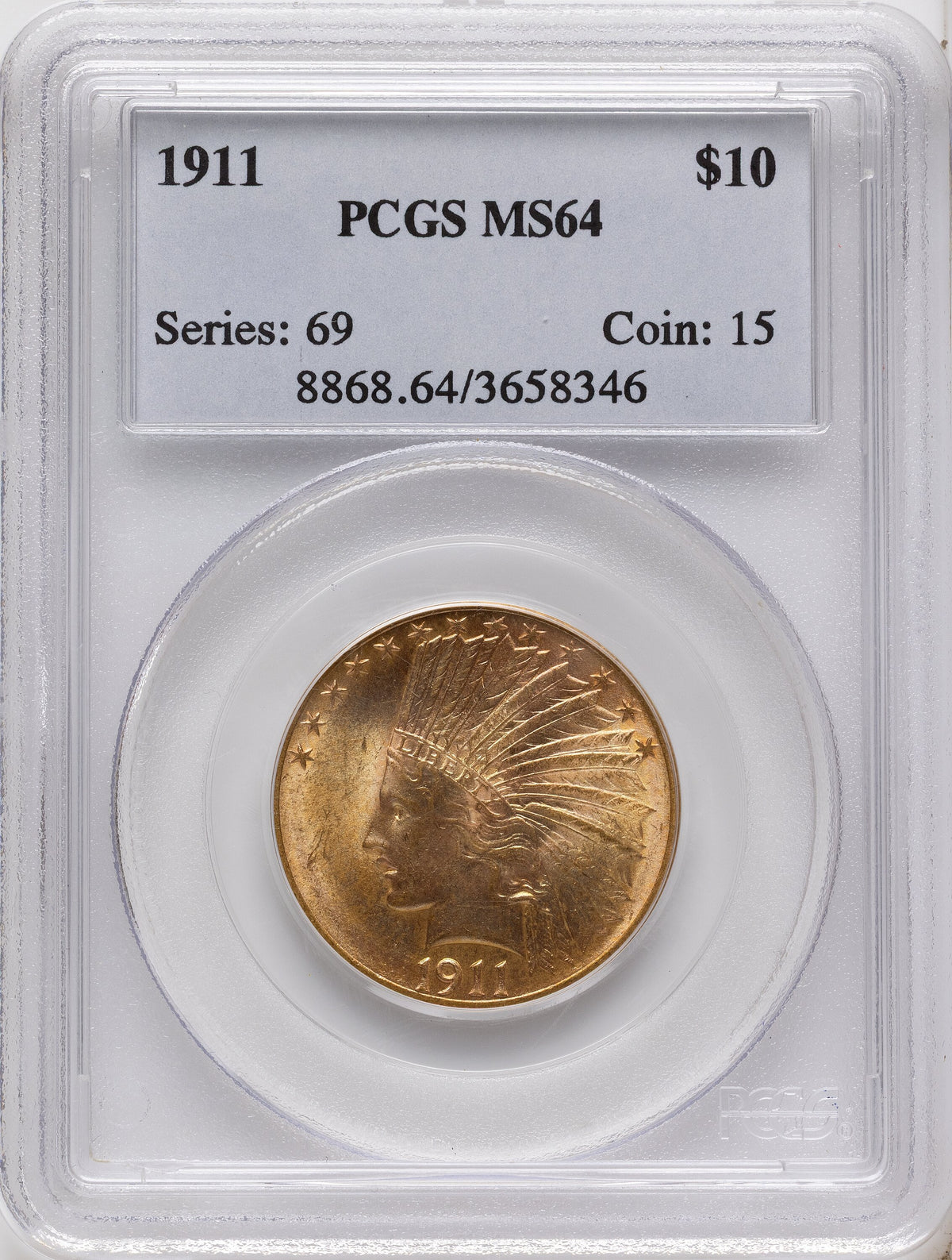 1911 $10 Indian Eagle PCGS MS64