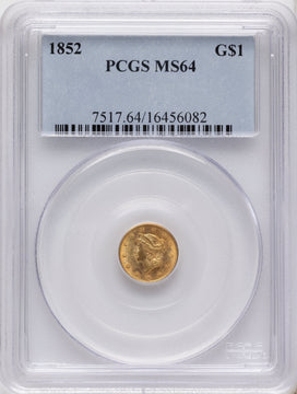 1852 G$1 Gold Dollar PCGS MS64