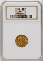 1909 $2.50 Indian Quarter Eagle NGC MS63