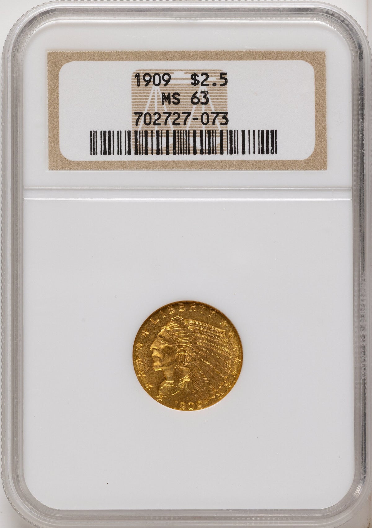 1909 $2.50 Indian Quarter Eagle NGC MS63