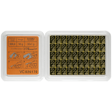 50 Gram Valcambi Gold CombiBar .9999 Fine (50x1g w/ Assay)