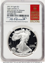2021-W TY2 Proof Silver Eagle 1 oz 2022 US Mint Releases Kenneth Bressett Red Book NGC PF70