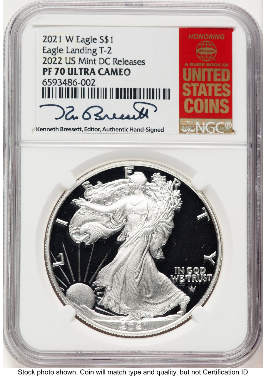 2021-W TY2 Proof Silver Eagle 1 oz 2022 US Mint Releases Kenneth Bressett Red Book NGC PF70