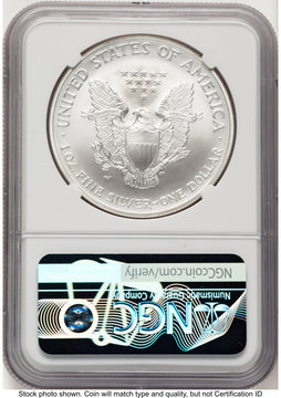 2008-W Reverse of 2007 Burnished Silver Eagle 1 oz Kenneth Bressett Red Book X-Label NGCX MS10