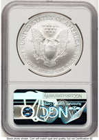 2008-W Reverse of 2007 Burnished Silver Eagle 1 oz Kenneth Bressett Red Book X-Label NGCX MS10