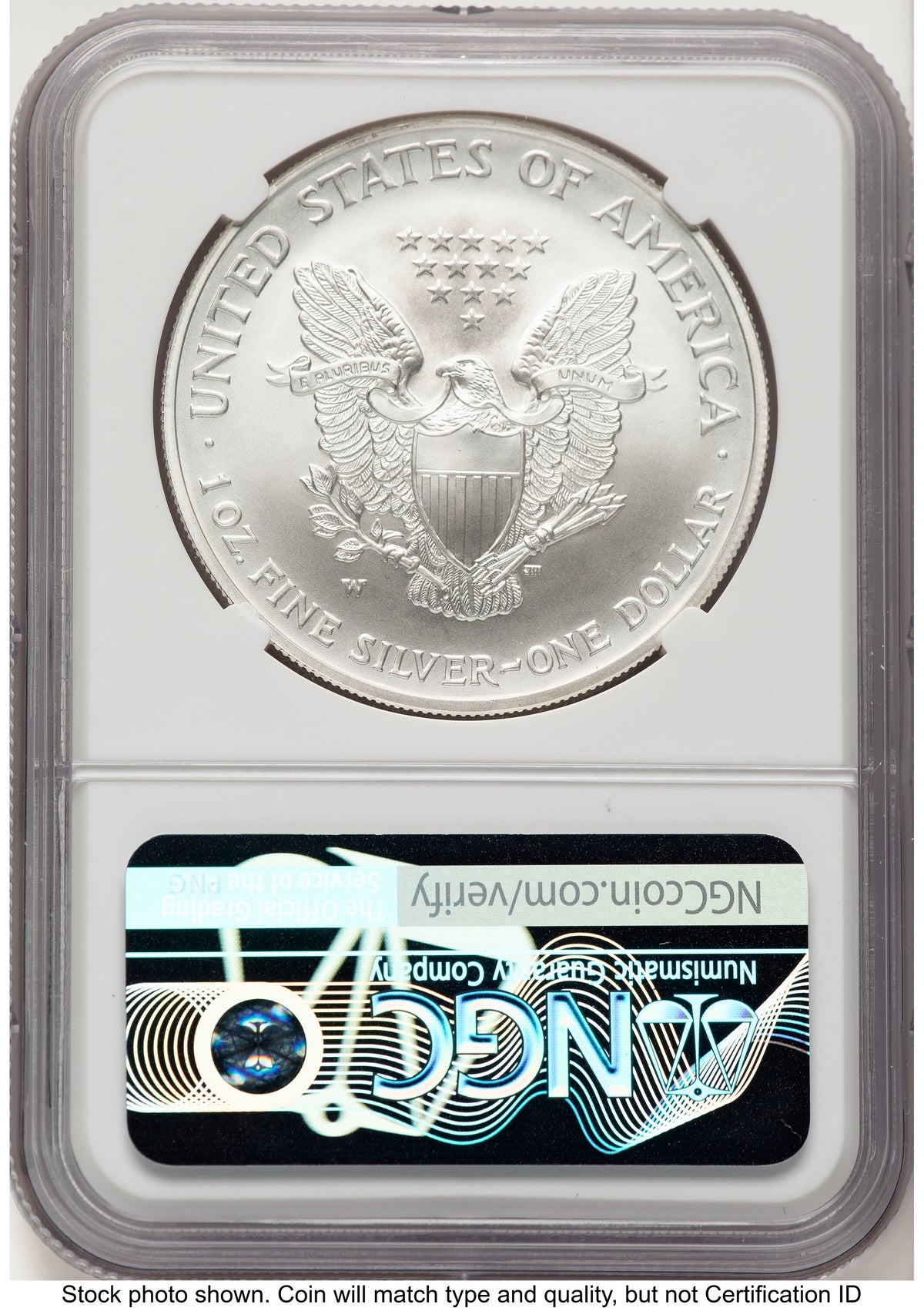 2008-W Reverse of 2007 Burnished Silver Eagle 1 oz Kenneth Bressett Red Book X-Label NGCX MS10