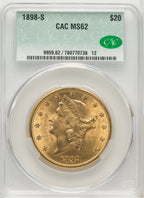 1898-S $20 Liberty Double Eagle CACG MS62